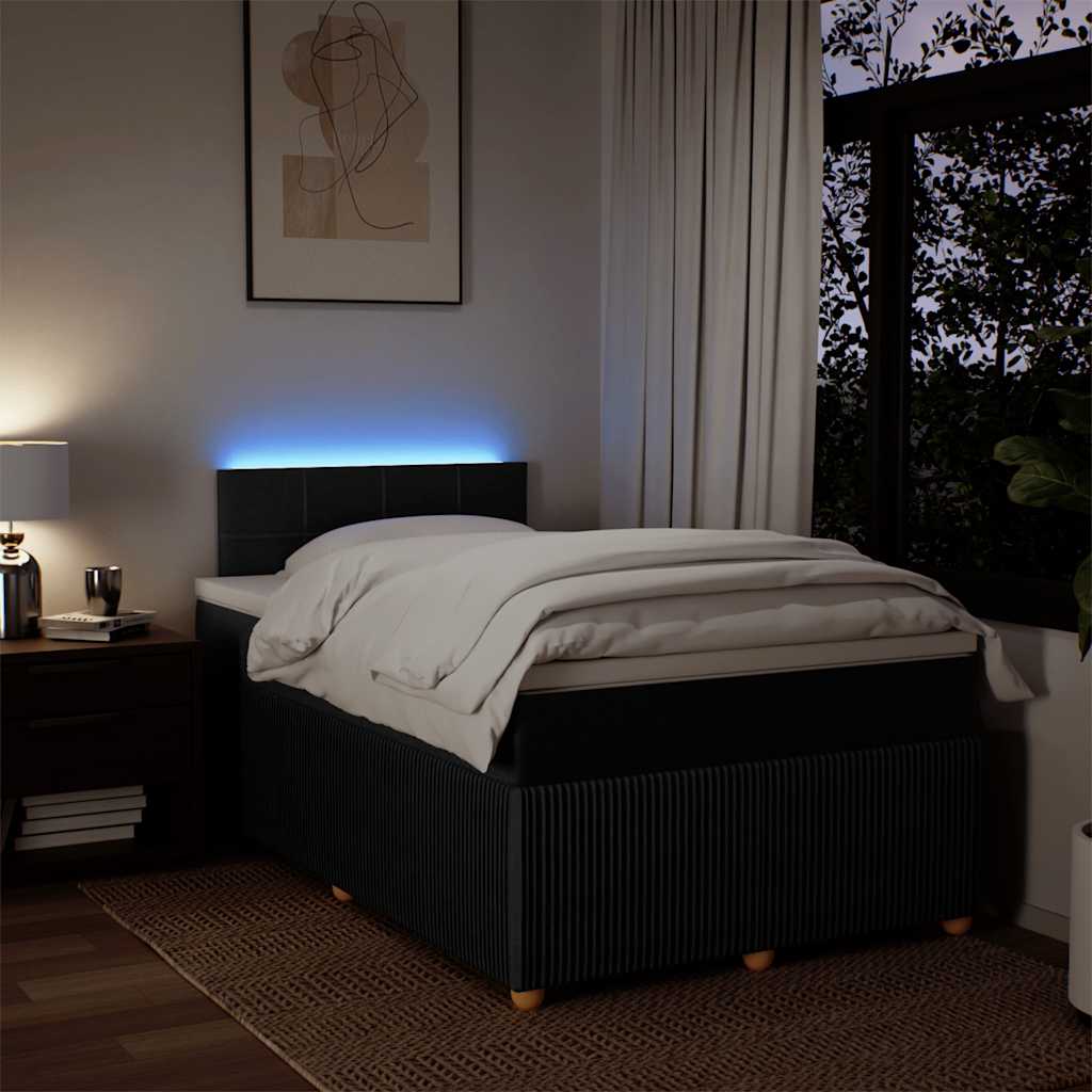 Giroletto a Molle con Materasso Nero 120x190 cm in Tessuto