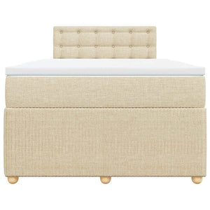 vidaXL Giroletto a Molle con Materasso Crema 120x190 cm in Tessuto