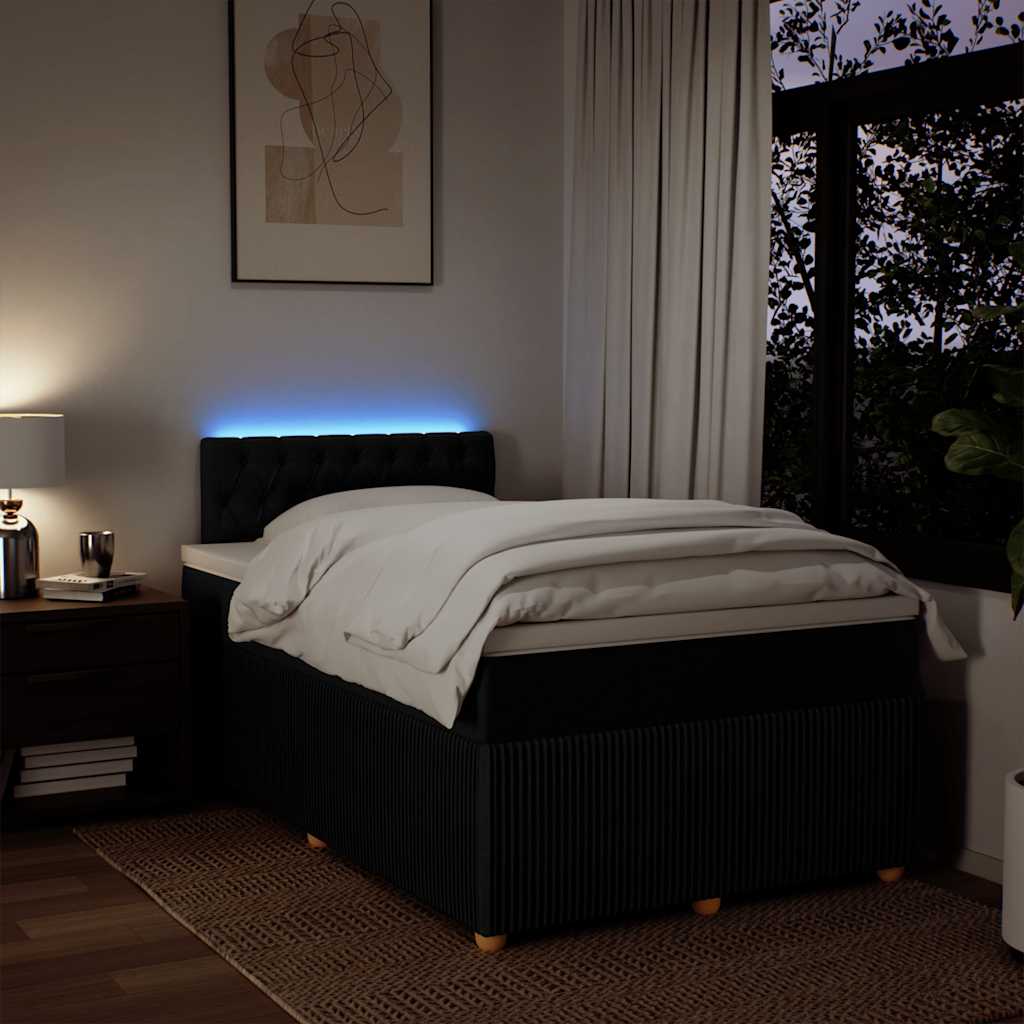 Giroletto a Molle con Materasso Nero 120x200 cm in Tessuto