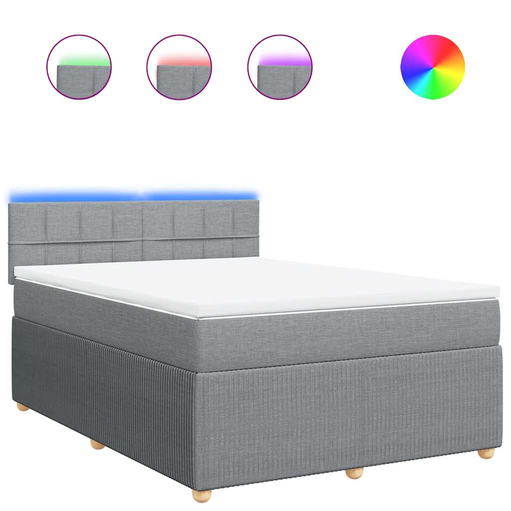 Giroletto a Molle con Materasso Grigio Chiaro 140x190cm Tessuto