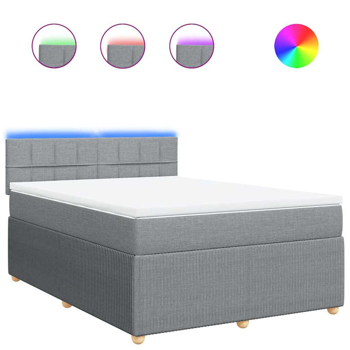 Giroletto a Molle con Materasso Grigio Chiaro 140x190cm Tessuto