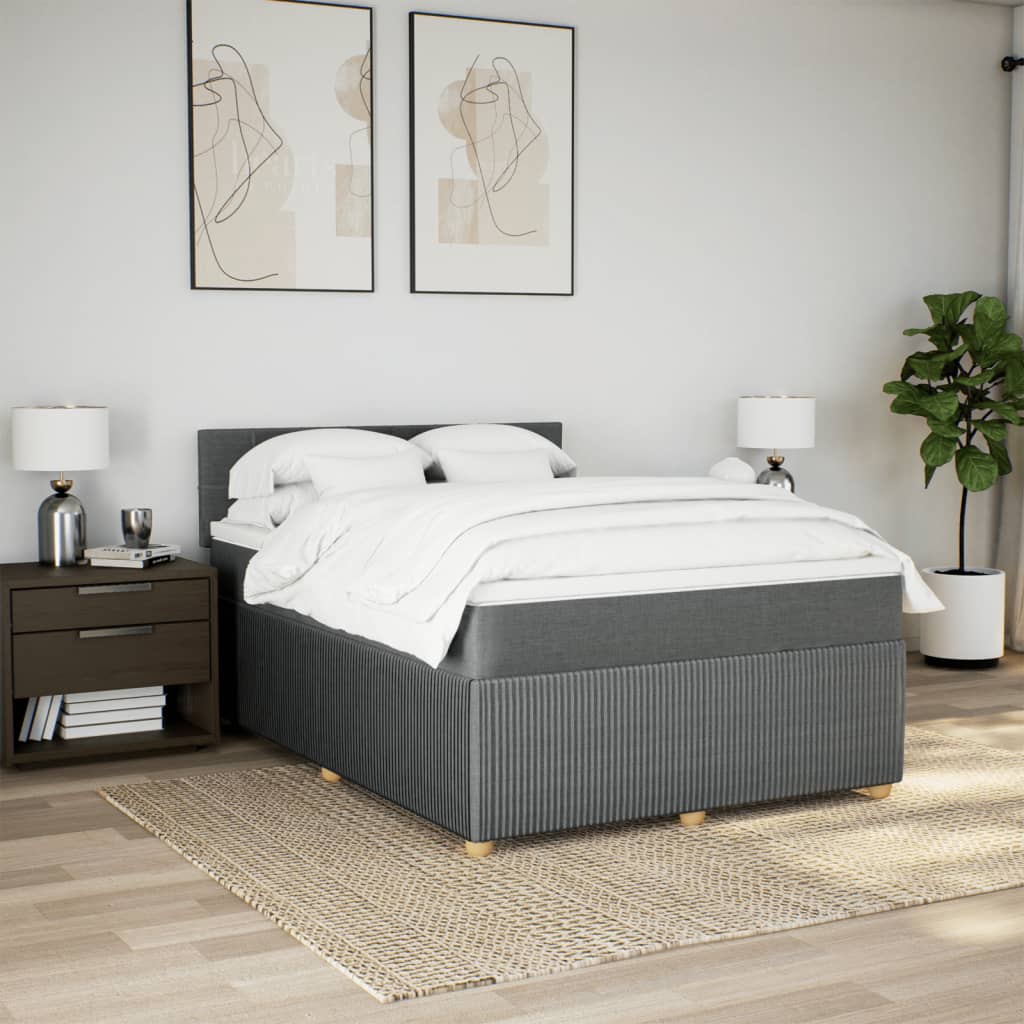Giroletto a Molle con Materasso Grigio Scuro 140x200cm Tessuto 3289780