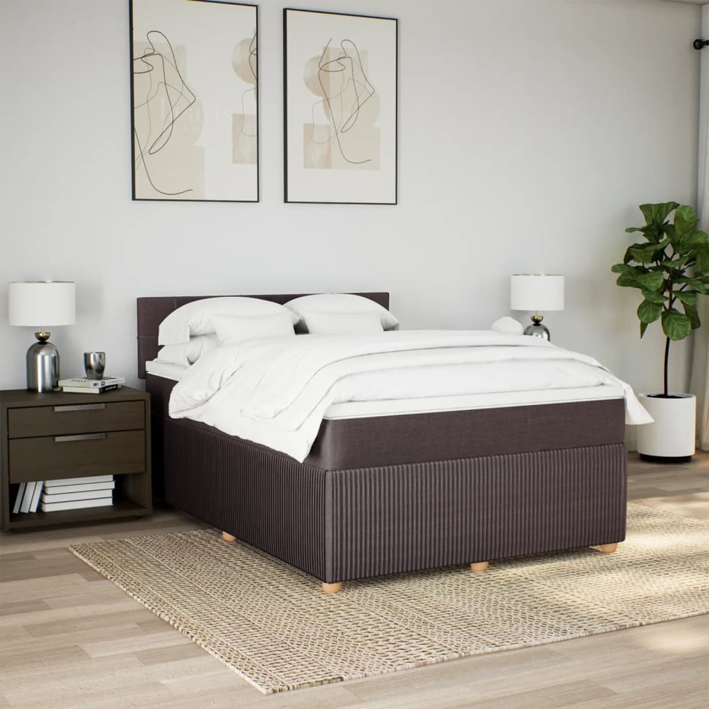 Giroletto a Molle con Materasso Marrone Scuro 140x200cm Tessuto 3289782