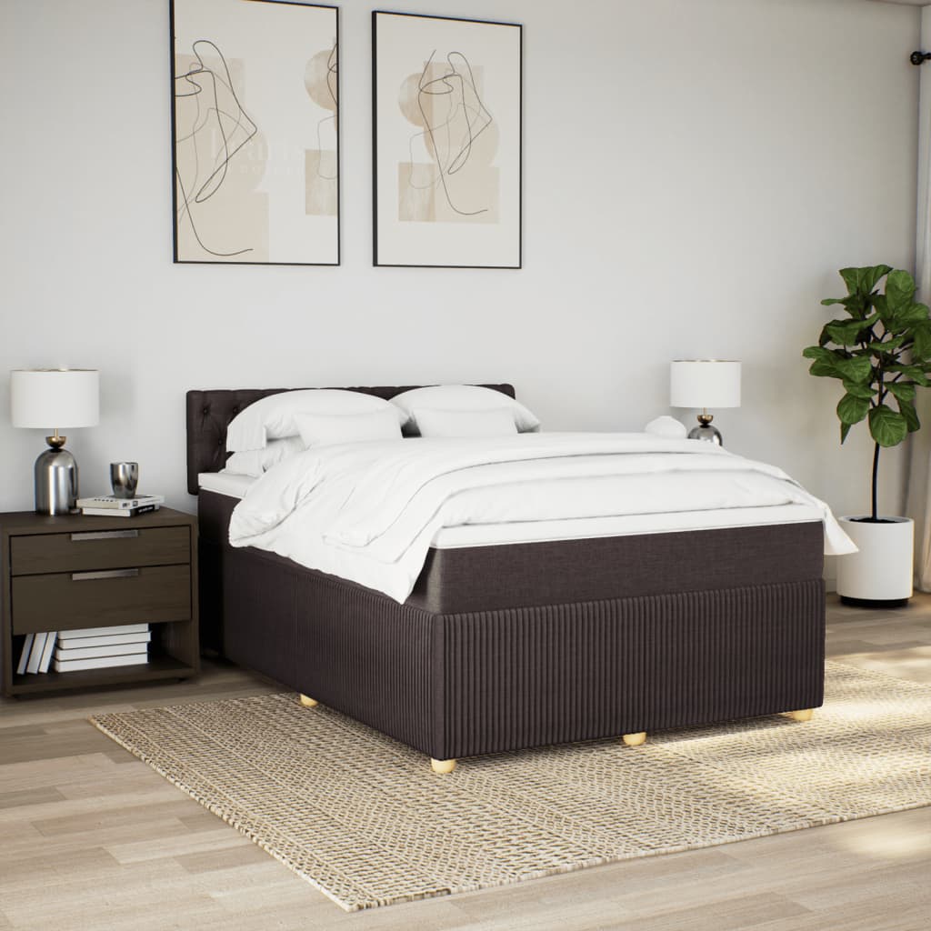 Giroletto a Molle con Materasso Marrone Scuro 140x200cm Tessuto 3289789