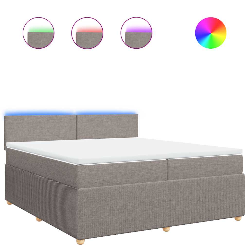 Giroletto a Molle con Materasso Tortora 200x200 cm in Tessuto