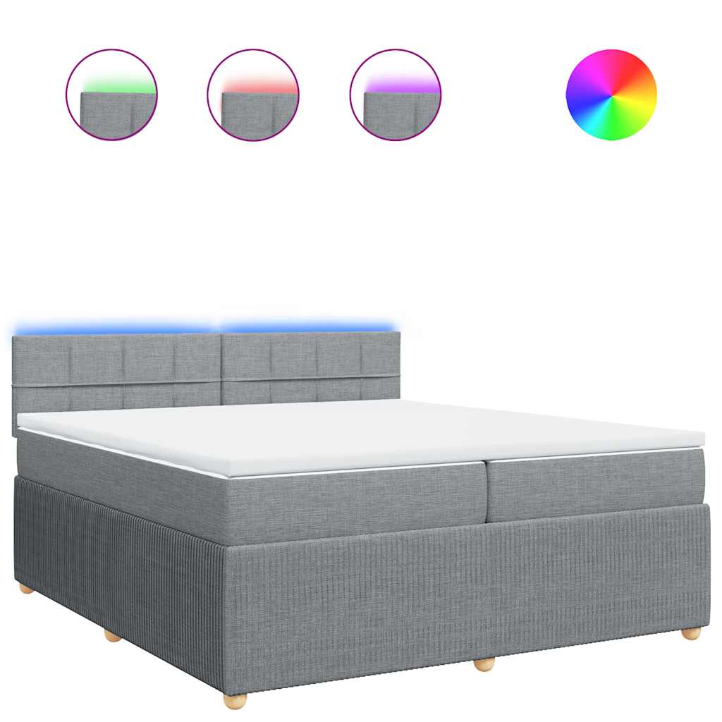 Giroletto a Molle con Materasso Grigio Chiaro 200x200cm Tessuto