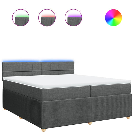 Giroletto a Molle con Materasso Grigio Scuro 200x200 cm Tessuto 3289864