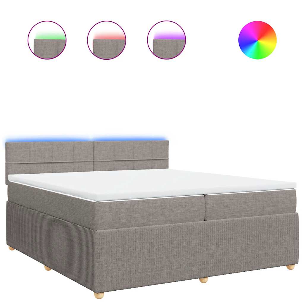 vidaXL Giroletto a Molle con Materasso Tortora 200x200 cm in Tessuto