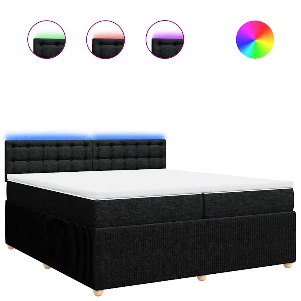 vidaXL Giroletto a Molle con Materasso Nero 200x200 cm in Tessuto