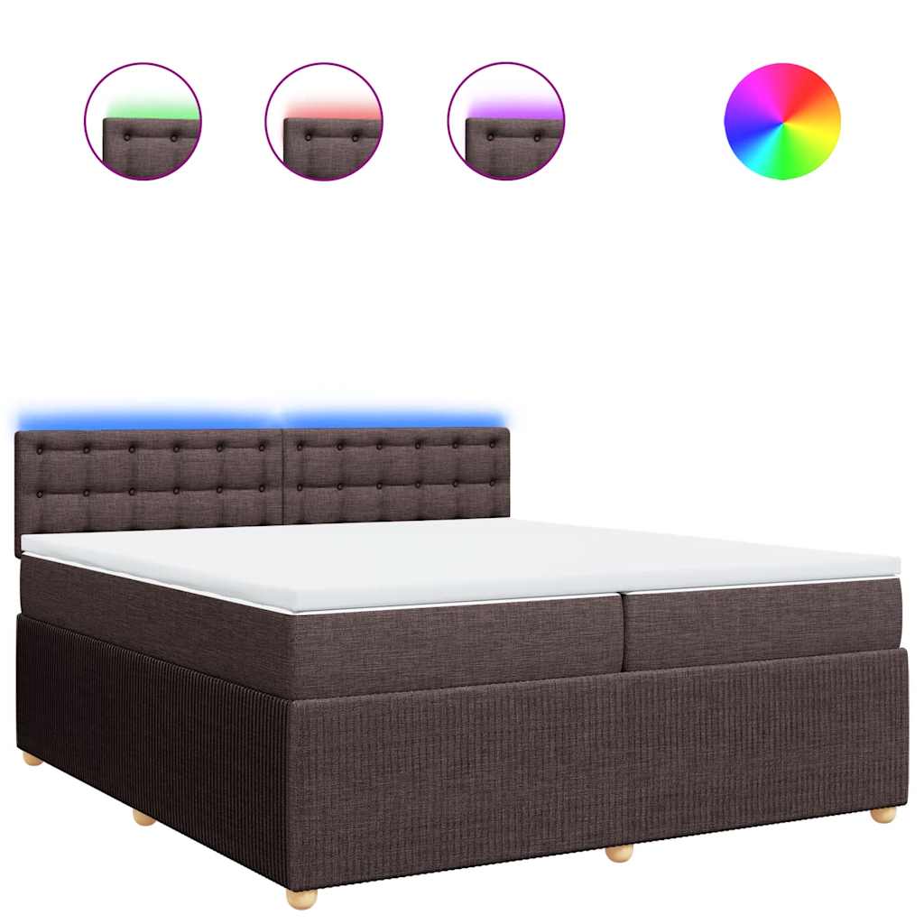 Giroletto a Molle con Materasso Marrone Scuro 200x200cm Tessuto