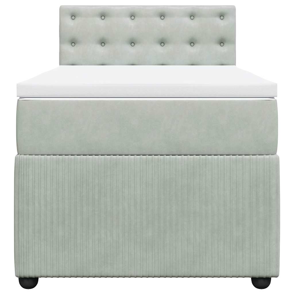 Giroletto a Molle con Materasso Grigio Chiaro 90x190 cm Velluto 3289914