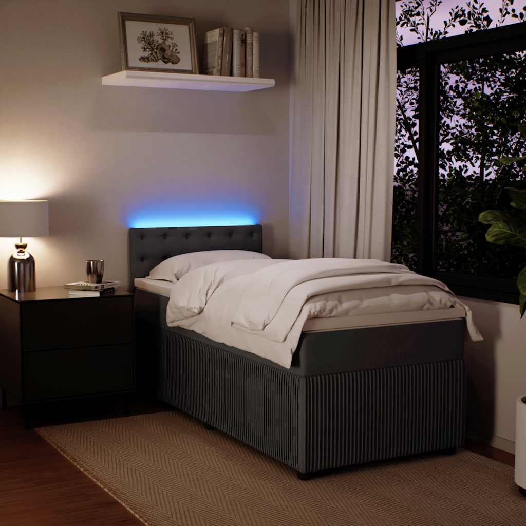 vidaXL Giroletto a Molle con Materasso Grigio Scuro 90x190 cm Velluto