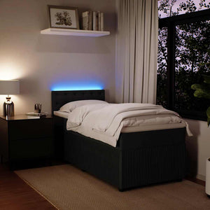 vidaXL Giroletto a Molle con Materasso Nero 90x190 cm in Velluto