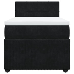 vidaXL Giroletto a Molle con Materasso Nero 90x190 cm in Velluto