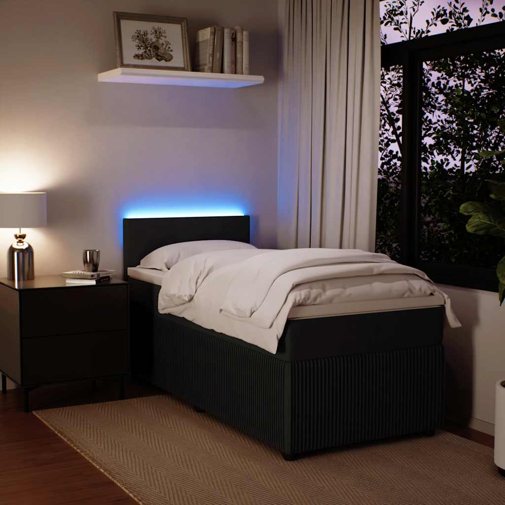 vidaXL Giroletto a Molle con Materasso Nero 90x200 cm in Velluto