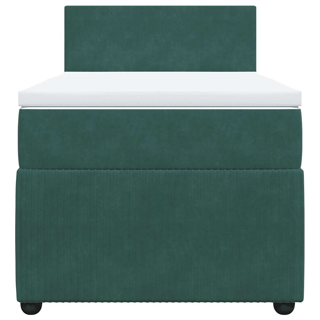 vidaXL Giroletto a Molle con Materasso Verde Scuro 90x200 cm Velluto