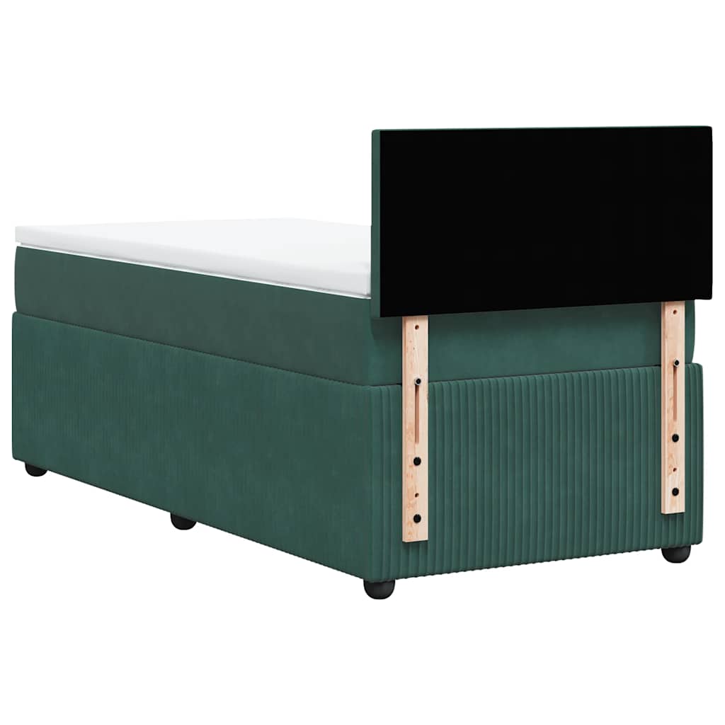 vidaXL Giroletto a Molle con Materasso Verde Scuro 90x200 cm Velluto
