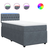 Giroletto a Molle con Materasso Grigio Scuro 90x200 cm Velluto