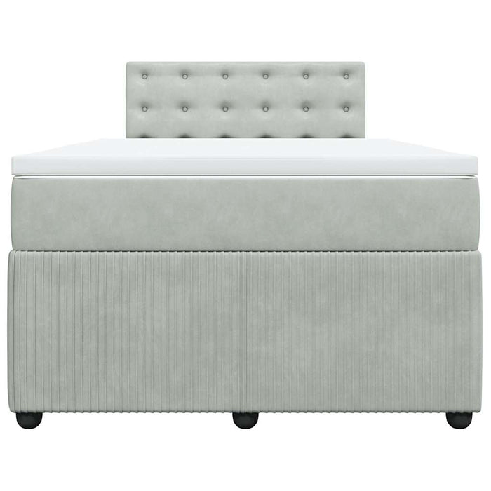 Giroletto a Molle con Materasso Grigio Chiaro 120x190cm Velluto