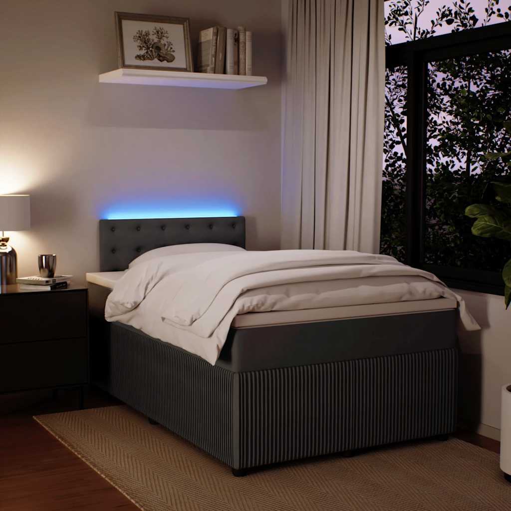 Giroletto a Molle con Materasso Grigio Scuro 120x190 cm Velluto 3289999