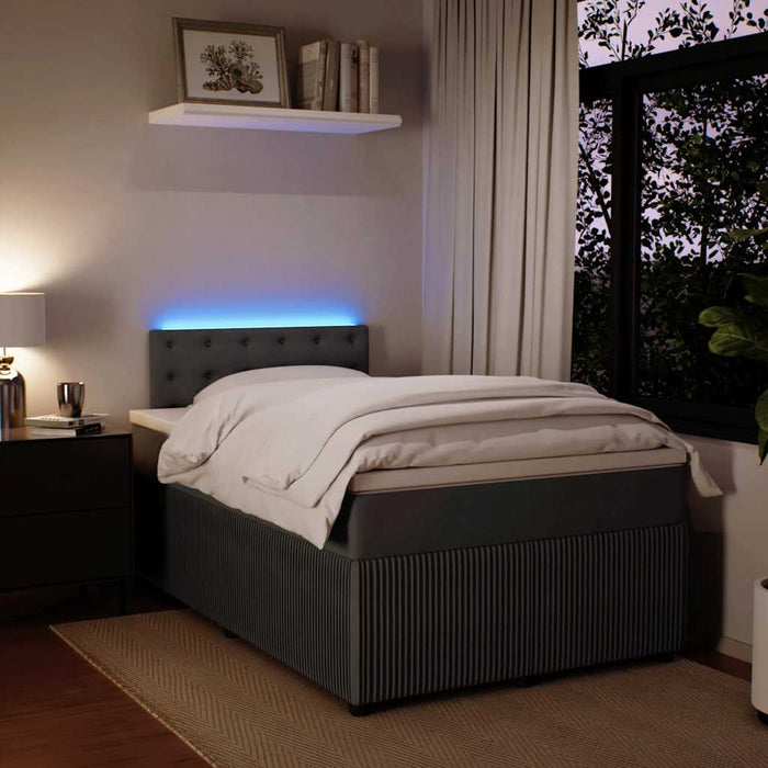 Giroletto a Molle con Materasso Grigio Scuro 120x190 cm Velluto 3289999