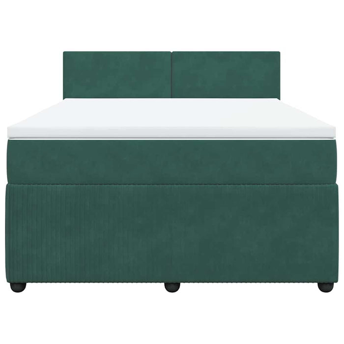 Giroletto a Molle con Materasso Verde Scuro 140x190 cm Velluto 3290031