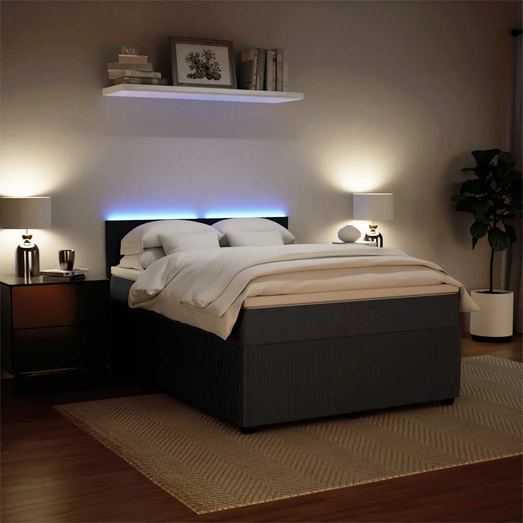 Giroletto a Molle con Materasso Grigio Scuro 140x190 cm Velluto 3290035