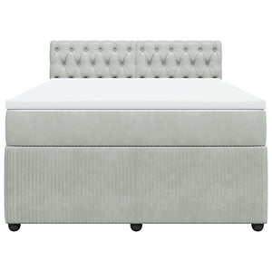 Giroletto a Molle con Materasso Grigio Chiaro 140x190cm Velluto