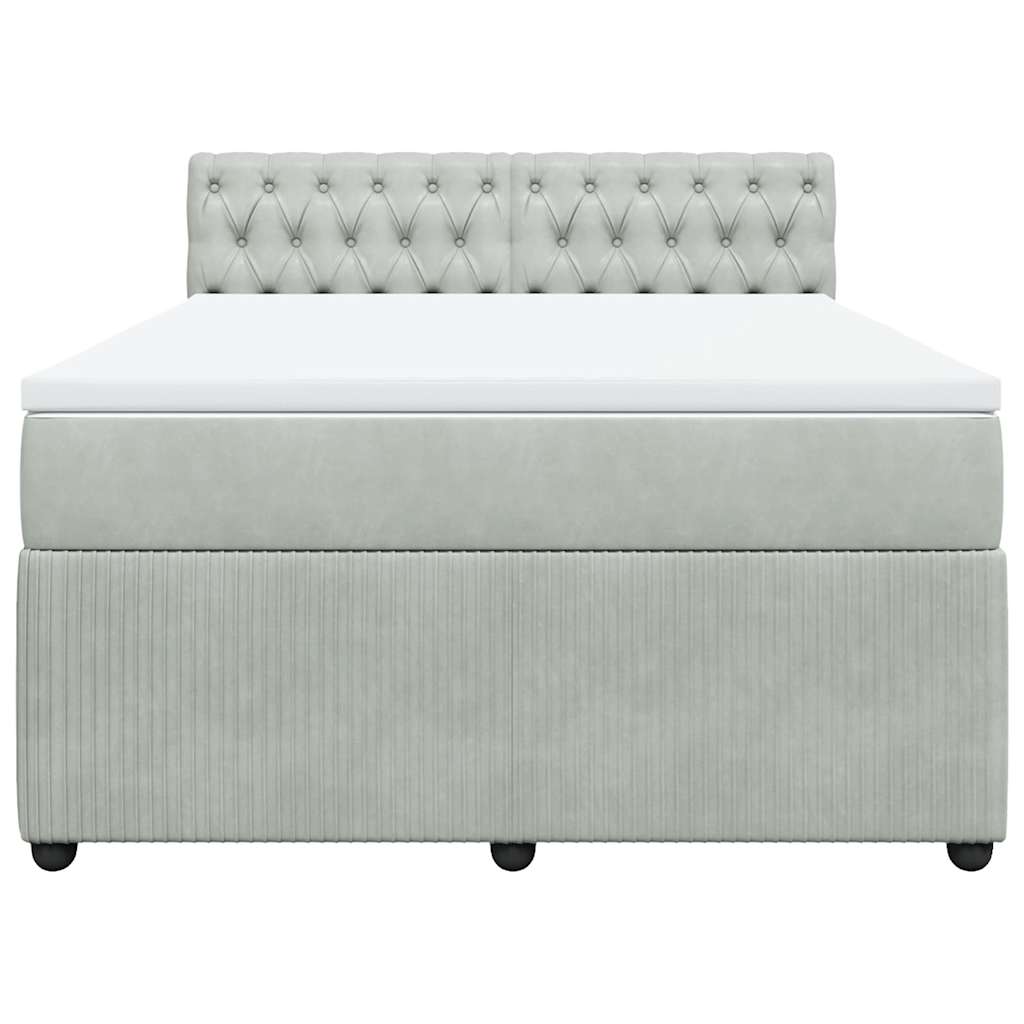 Giroletto a Molle con Materasso Grigio Chiaro 140x190cm Velluto 3290040