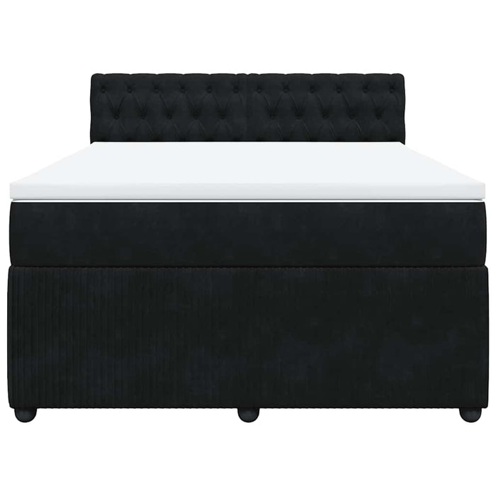 Giroletto a Molle con Materasso Nero 140x190 cm in Velluto