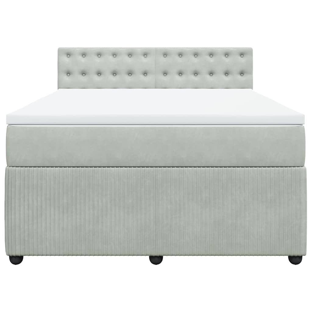 Giroletto a Molle con Materasso Grigio Chiaro 140x190cm Velluto 3290046