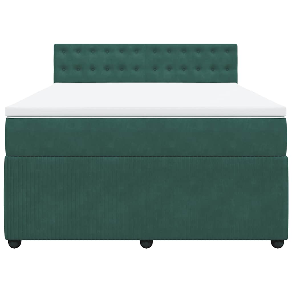 Giroletto a Molle con Materasso Verde Scuro 140x190 cm Velluto 3290049