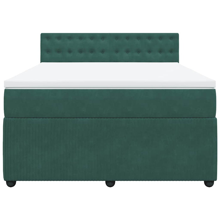 Giroletto a Molle con Materasso Verde Scuro 140x190 cm Velluto 3290049