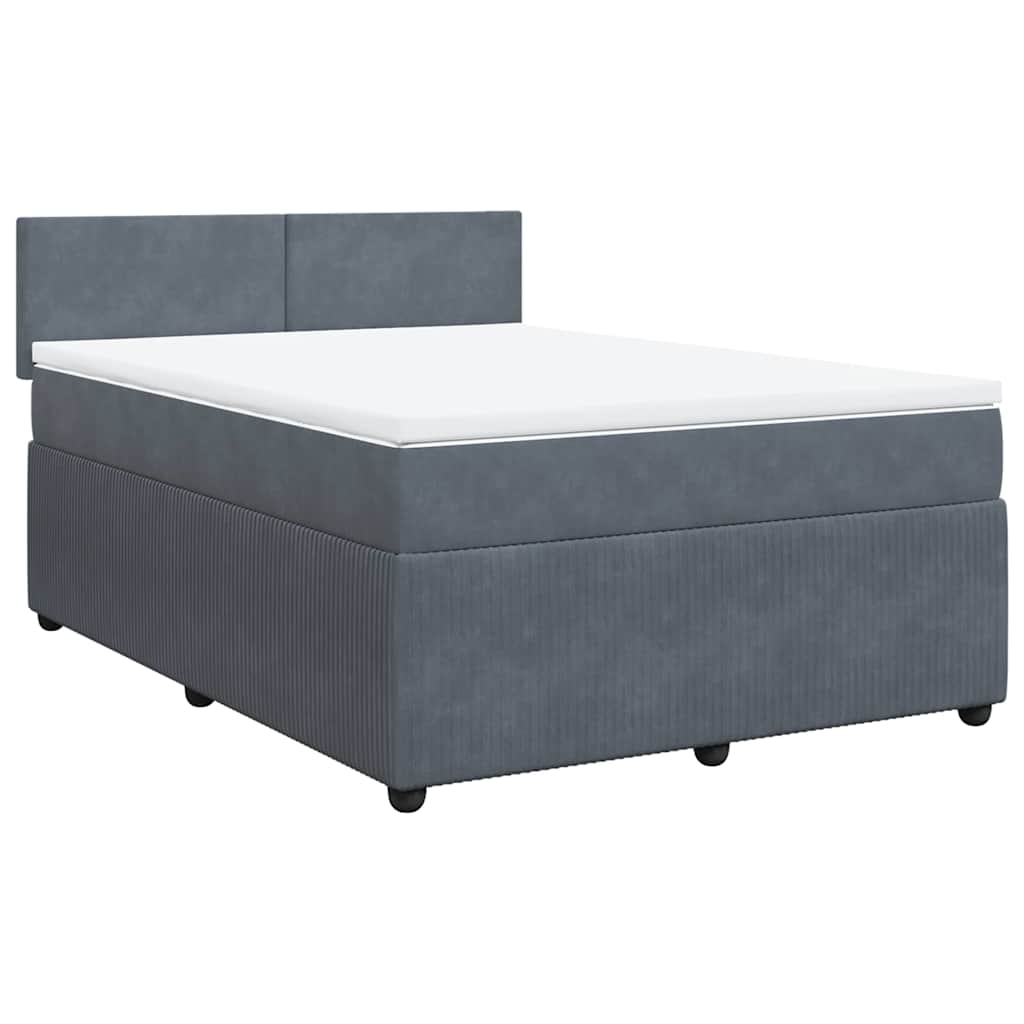 vidaXL Giroletto a Molle con Materasso Grigio Scuro 140x200 cm Velluto