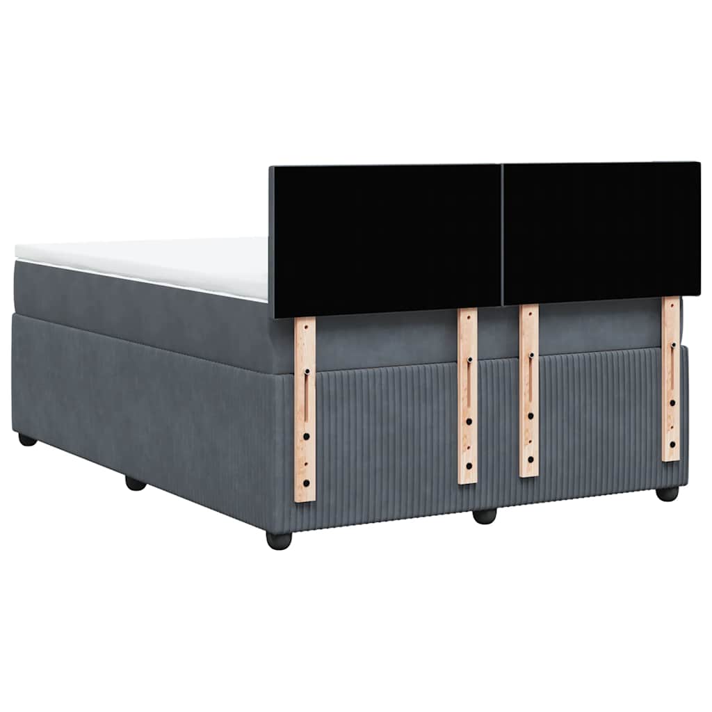 vidaXL Giroletto a Molle con Materasso Grigio Scuro 140x200 cm Velluto