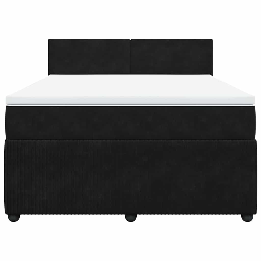 Giroletto a Molle con Materasso Nero 140x200 cm in Velluto 3290054