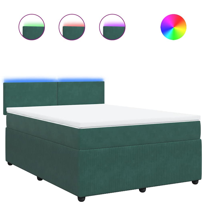 Giroletto a Molle con Materasso Verde Scuro 140x200 cm Velluto 3290055