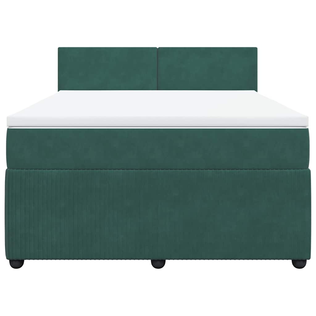 Giroletto a Molle con Materasso Verde Scuro 140x200 cm Velluto 3290055