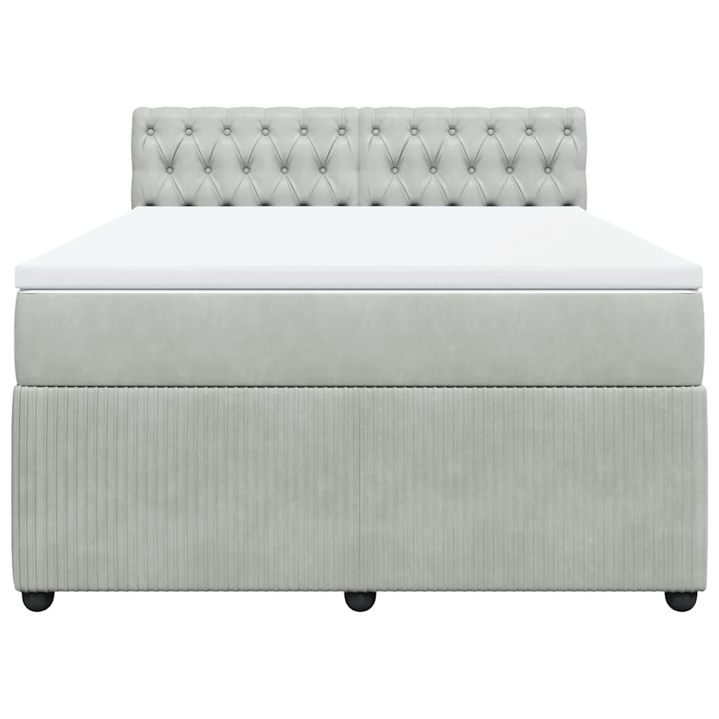 Giroletto a Molle con Materasso Grigio Chiaro 140x200cm Velluto 3290064