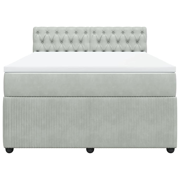 Giroletto a Molle con Materasso Grigio Chiaro 140x200cm Velluto 3290064