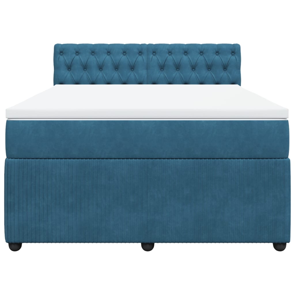 Giroletto a Molle con Materasso Blu 140x200 cm in Velluto 3290068