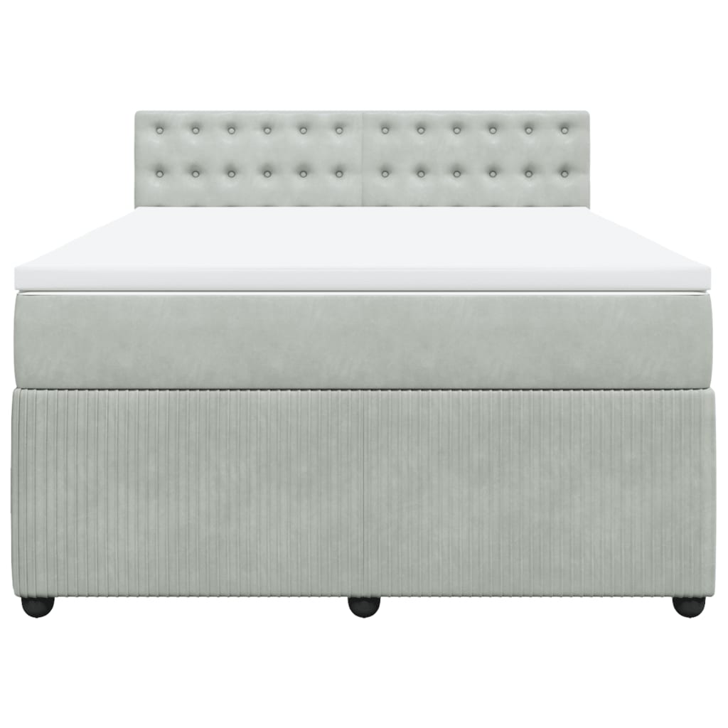 Giroletto a Molle con Materasso Grigio Chiaro 140x200cm Velluto 3290070