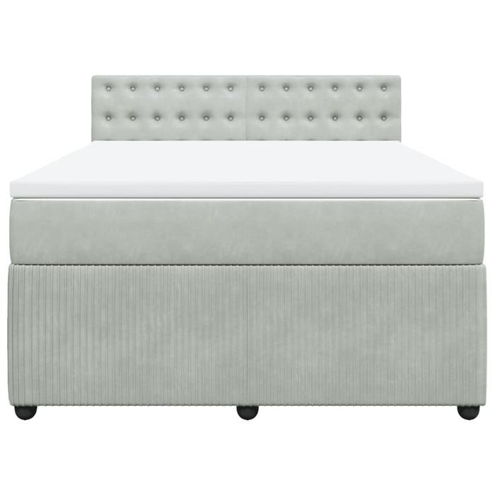 Giroletto a Molle con Materasso Grigio Chiaro 140x200cm Velluto 3290070