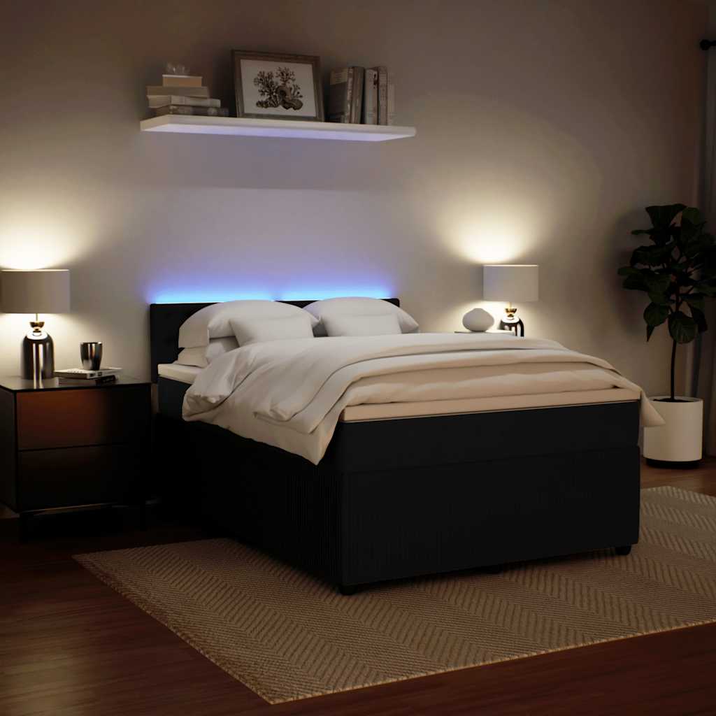 Giroletto a Molle con Materasso Nero 140x200 cm in Velluto 3290072