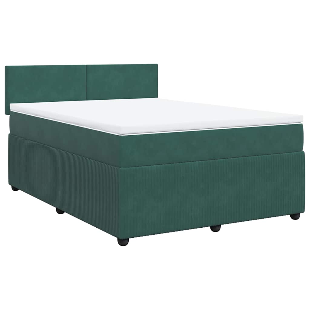 vidaXL Giroletto a Molle con Materasso Verde Scuro 160x200 cm Velluto