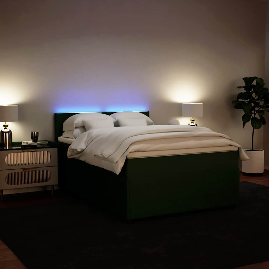 vidaXL Giroletto a Molle con Materasso Verde Scuro 160x200 cm Velluto