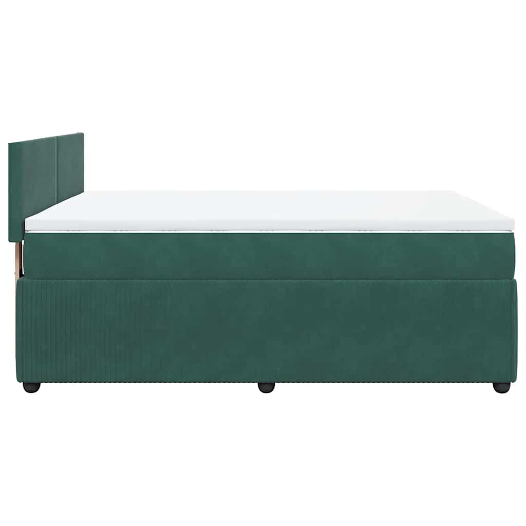 vidaXL Giroletto a Molle con Materasso Verde Scuro 160x200 cm Velluto