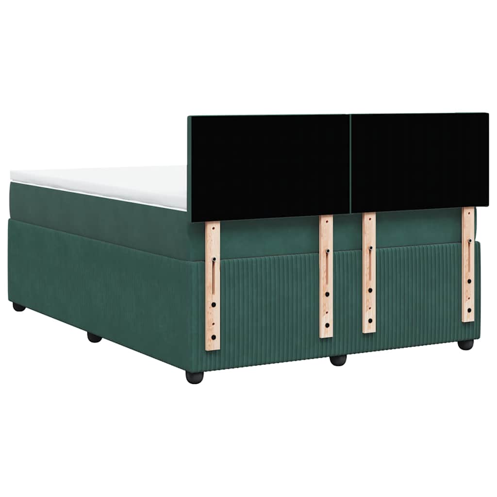 vidaXL Giroletto a Molle con Materasso Verde Scuro 160x200 cm Velluto