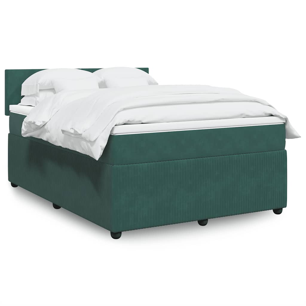 vidaXL Giroletto a Molle con Materasso Verde Scuro 160x200 cm Velluto