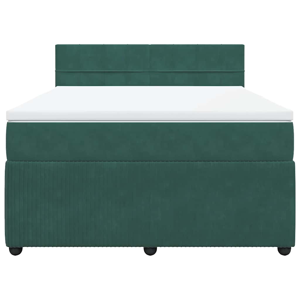 vidaXL Giroletto a Molle con Materasso Verde Scuro 160x200 cm Velluto